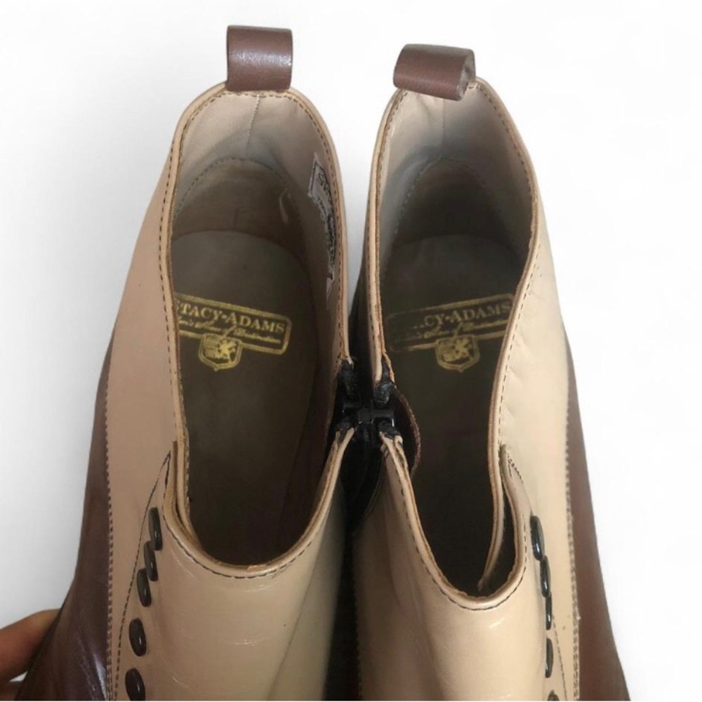 Stacy Adams Brown and Cream Leather Chelsea Boots - Picture 13 of 13